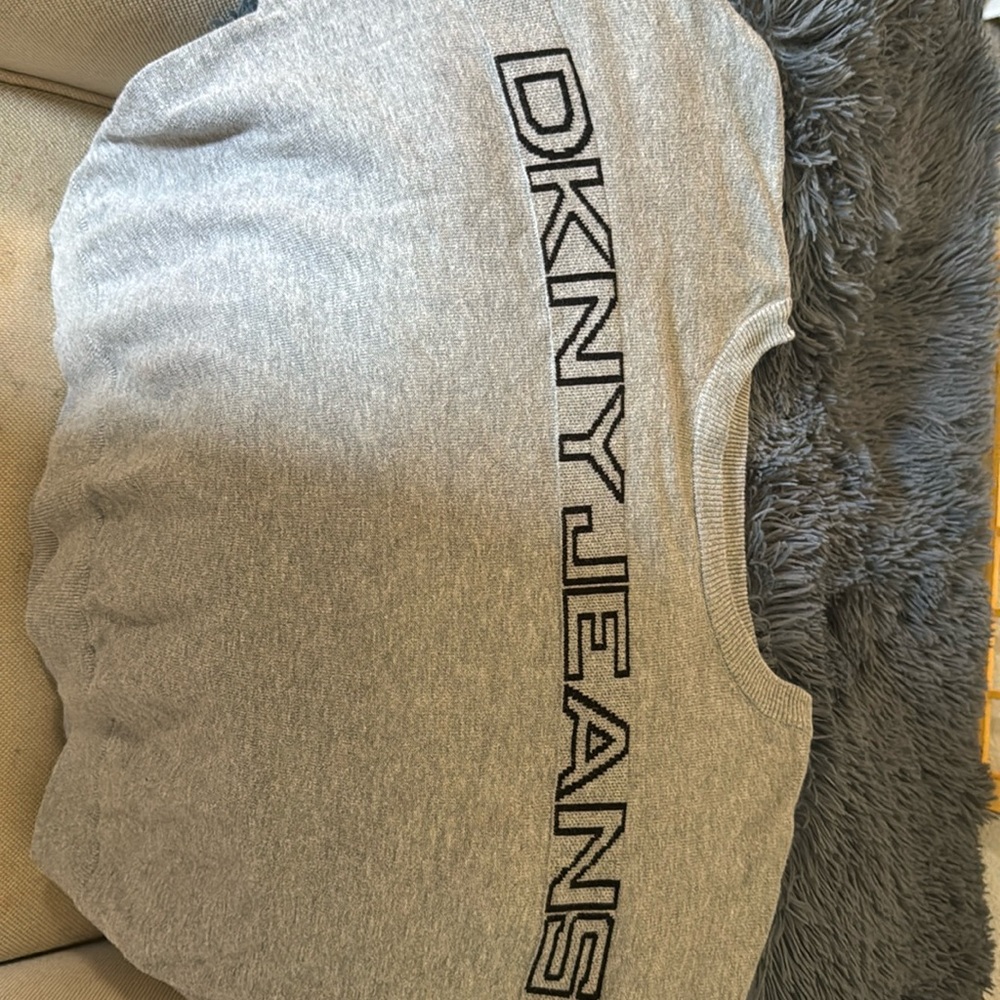 Women's Dkny Jeans Cropped Logo Sweater Avenue Grey Black